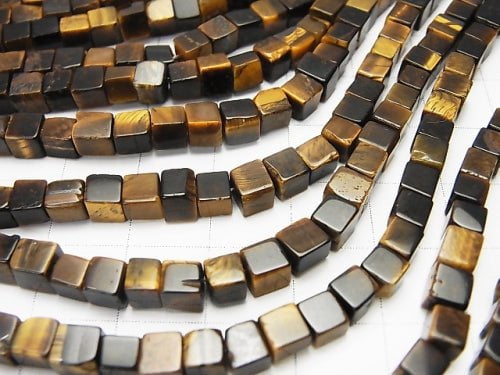 1strand $6.79! Yellow Tiger's Eye AA + Cube 4x4x4mm 1strand beads (aprx.15inch / 37cm)