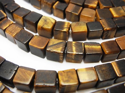 Cube, Tiger's Eye Gemstone Beads