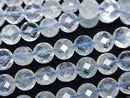 [Video]High Quality! Aquamarine AAA- Faceted Coin 6x6x4mm half or 1strand beads (aprx.15inch/37cm)