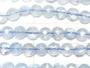 [Video]High Quality! Aquamarine AAA- Faceted Coin 6x6x4mm half or 1strand beads (aprx.15inch/37cm)