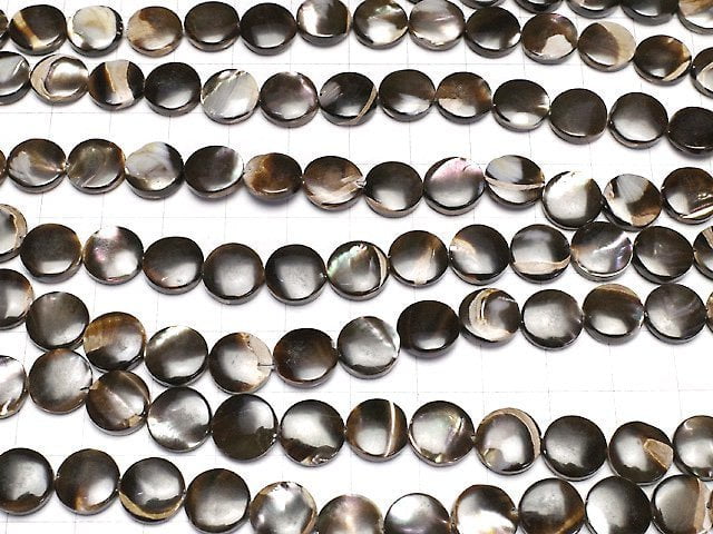 [Video]Mother of Pearl MOP Brown Coin 10x10x3mm 1strand beads (aprx.15inch/36cm)