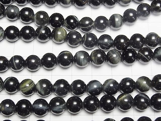 [Video] Natural color Green Tiger's Eye AAA - Round 8mm 1-strand beads (approx. 15 inches/36 cm)