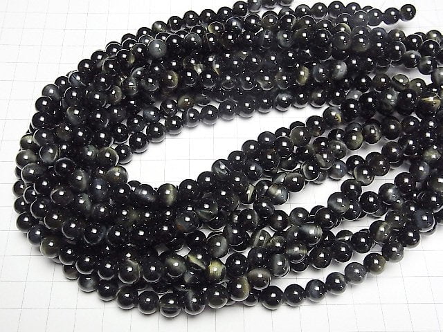 [Video]Natural color Green Tiger's Eye AAA- Round 8mm 1strand beads (aprx.15inch/37cm)