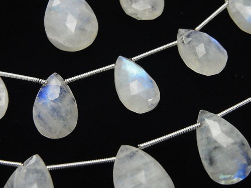 Faceted Briolette, Pear Shape, Rainbow Moonstone Gemstone Beads