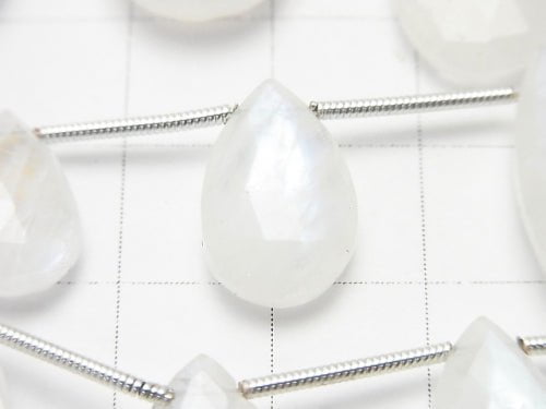 [Video] High Quality Rainbow Moonstone AA ++ Pear shape Faceted Briolette 1strand beads (aprx.6inch / 14cm)