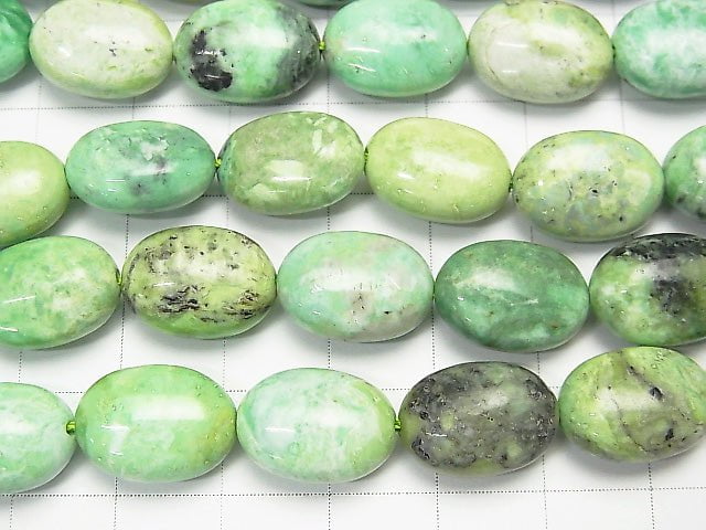 蒙古瓦麗石橢圓形 14x10mm 半串或 1 串珠子 (約 15 英吋/38 公分)