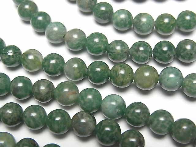 [Video] African natural green quartz (Vertite) Round 6mm 1strand beads (aprx.15inch/38cm)