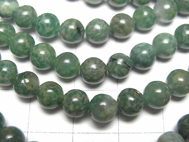 [Video] African natural green quartz (Vertite) Round 6mm 1strand beads (aprx.15inch/38cm)