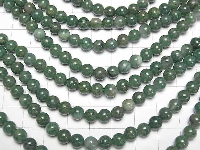 [Video] African natural green quartz (Vertite) Round 6mm 1strand beads (aprx.15inch/38cm)