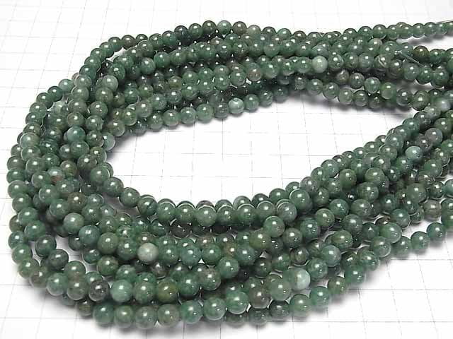 [Video] African natural green quartz (Vertite) Round 6mm 1strand beads (aprx.15inch/38cm)