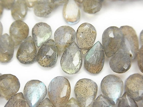 Faceted Briolette, Labradorite, Pear Shape Gemstone Beads