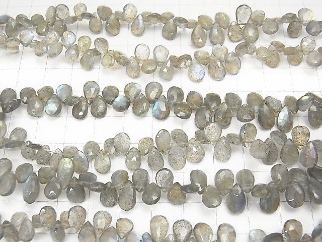 High Quality Labradorite AA++ Pear shape  Faceted Briolette  half or 1strand beads (aprx.9inch/22cm)