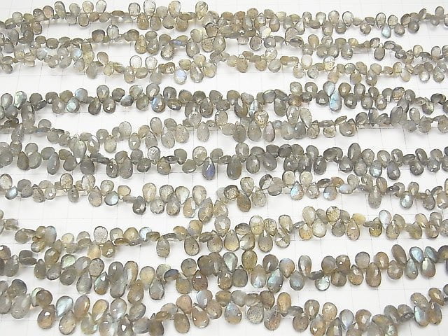 High Quality Labradorite AA++ Pear shape  Faceted Briolette  half or 1strand beads (aprx.9inch/22cm)