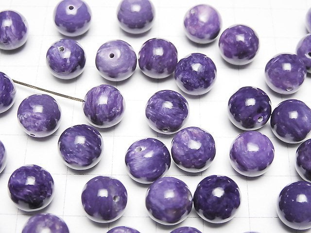 [Video] Charoite AAA Half Drilled Hole Round 10mm 2pcs