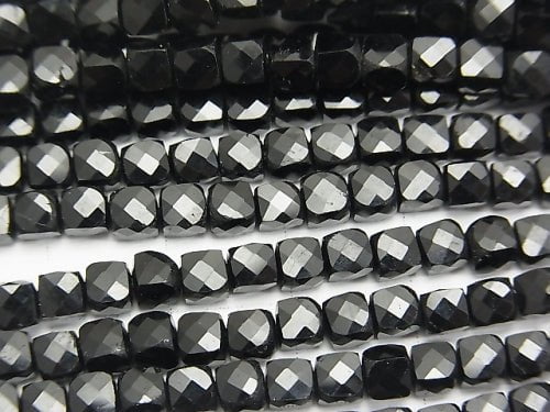 High Quality! 1strand $14.99! Black Tourmaline AAA-Cube Shape 4x4x4mm 1strand beads (aprx.15inch / 38cm)