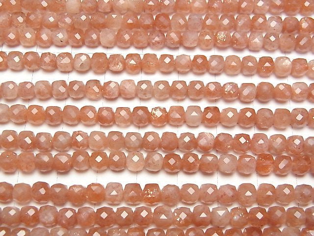 [Video] Sunstone AA++ Cube Shape 4x4x4mm 1strand beads (aprx.15inch/38cm)