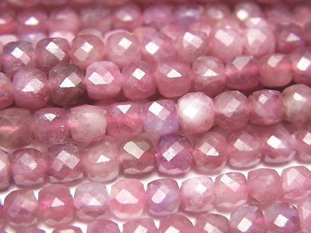 [Video] High Quality! Pink Tourmaline AA++ Cube Shape 4x4x4mm 1strand beads (aprx.15inch / 38cm)