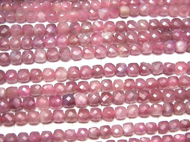 [Video] High Quality! Pink Tourmaline AA++ Cube Shape 4x4x4mm 1strand beads (aprx.15inch / 38cm)