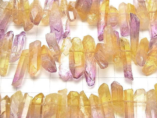[Video] Crystal Natural Point Cut Metallic Coating Purple & Yellow 1strand beads (aprx.15inch/36cm)