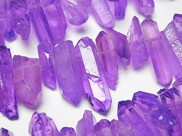 [Video] Natural Point Cut Crystal, Purple Coated, 1-Strand Beads (approx. 15 inches/38 cm)