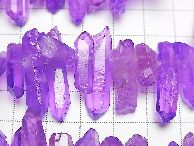 [Video] Natural Point Cut Crystal, Purple Coated, 1-Strand Beads (approx. 15 inches/38 cm)