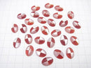 White Shell x Red Agate (Intarsia) Oval Cabochon 14x10mm 1pc
