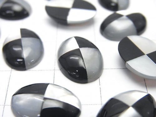 White Shell xOnyx (Intarsia) Oval Cabochon 14x10mm 1pc $5.79!