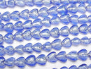 [Video] Lampwork Beads Vertical Hole Heart 12x12x8mm [Silver Foil x Blue] 1strand beads (aprx.13inch/33cm)