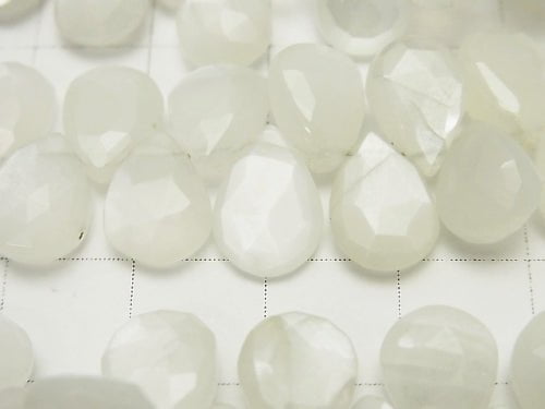 High Quality White Moonstone AA++ Pear Shape Faceted Briolette Half or 1strand beads (aprx.7inch/18cm)