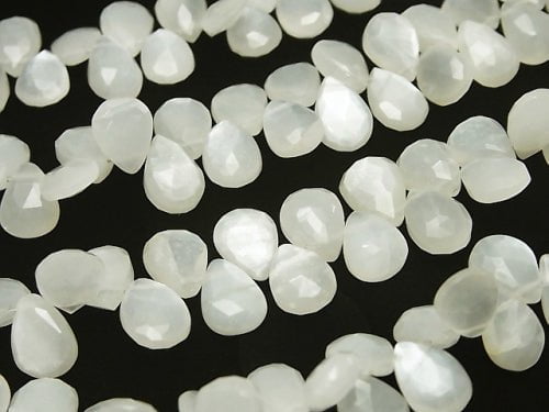 High Quality White Moonstone AA++ Pear Shape Faceted Briolette Half or 1strand beads (aprx.7inch/18cm)