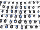 [Video] High Quality Black Labradorite AA++ Pear shape Faceted Briolette 1strand beads (aprx.6inch / 16cm)