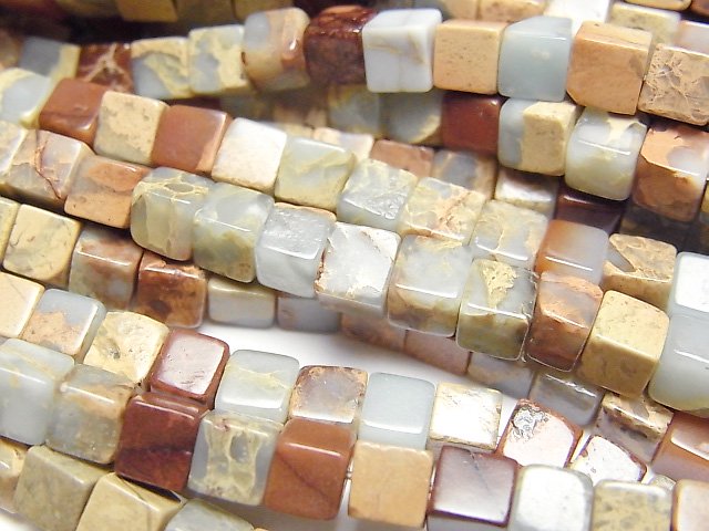 Cube, Impression Jasper Gemstone Beads
