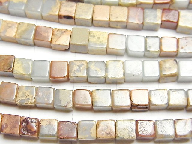 Impression Jasper  Cube 4x4x4mm 1strand beads (aprx.15inch/38cm)