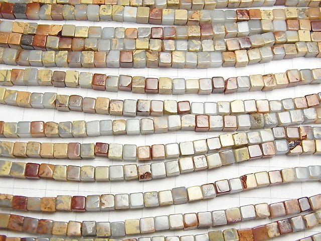 Impression Jasper  Cube 4x4x4mm 1strand beads (aprx.15inch/38cm)