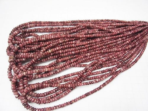 [Video] Norway Thulite Faceted Button Roundel size Gradation half or 1strand beads (aprx.15inch / 38cm)