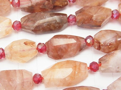 Red Hematite Quartz Faceted Nugget half or 1strand beads (aprx.14inch/34cm)