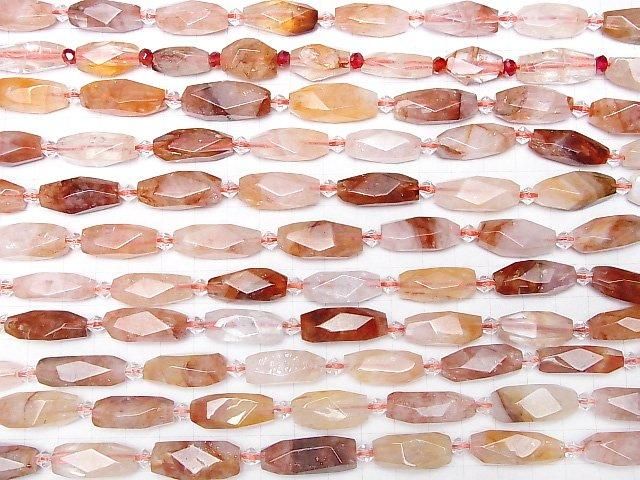 Red Hematoid Quartz Faceted Nugget half or 1strand beads (aprx.14inch/34cm)