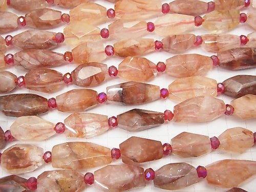 Red Hematite Quartz Faceted Nugget half or 1strand beads (aprx.14inch/34cm)