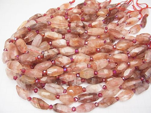 Red Hematite Quartz Faceted Nugget half or 1strand beads (aprx.14inch/34cm)