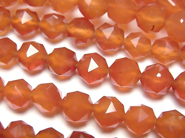 Carnelian, Faceted Round, Star Gemstone Beads