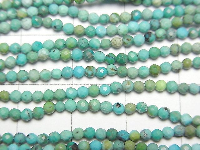 [Video]High Quality!  1strand $8.79! Turquoise AA++ Faceted Round 2mm  1strand beads (aprx.15inch/38cm)