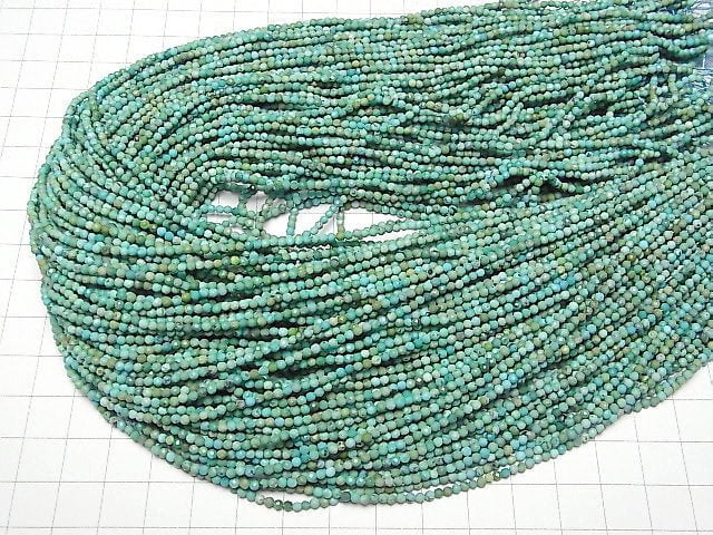 [Video]High Quality!  1strand $8.79! Turquoise AA++ Faceted Round 2mm  1strand beads (aprx.15inch/38cm)