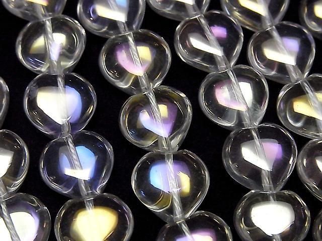 [Video] Aqua Crystal Vertical Hole Heart 12x12mm 1/4 or 1strand beads (approx. 15 inches/37 cm)