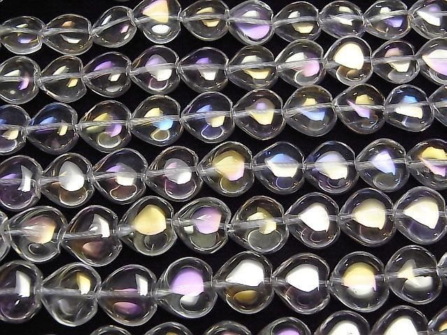 [Video] Aqua Crystal Vertical Hole Heart 12x12mm 1/4 or 1strand beads (approx. 15 inches/37 cm)