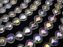 Aqua Crystal Vertical Hole Heart 12x12x6mm half or 1strand beads (aprx.15inch / 37cm)
