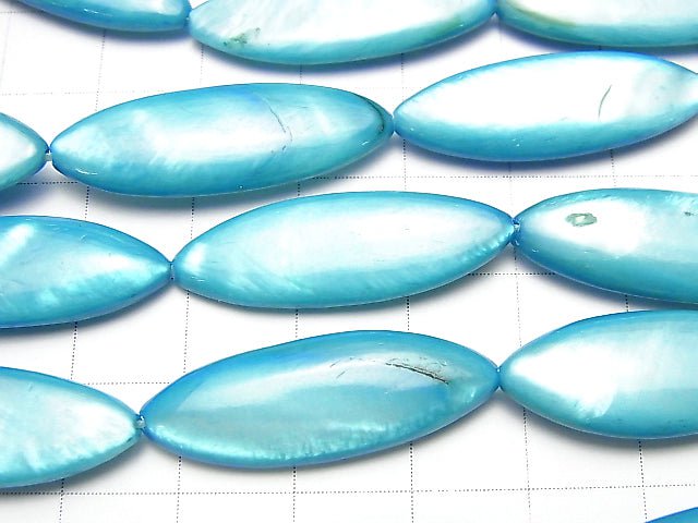 [Video] Blue color Shell Marquise 30x10x4mm 1strand beads (aprx.14inch / 34cm)