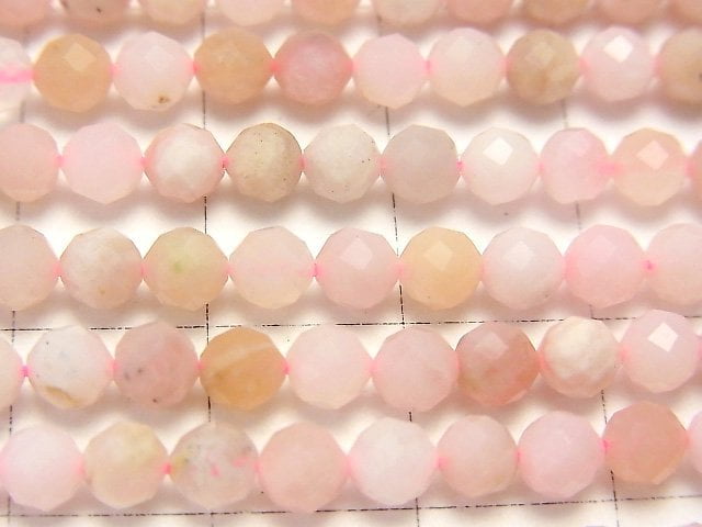 [Video] High Quality! Pink Opal AAA- Faceted Round 4mm 1strand beads (aprx.15inch / 37cm)