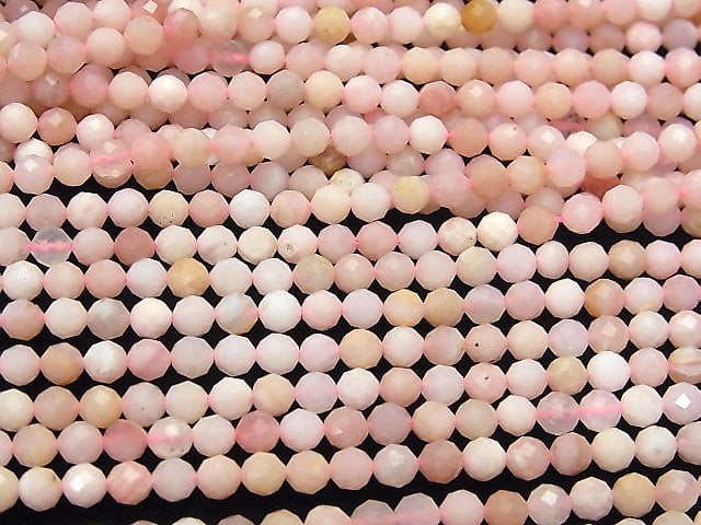 [Video] High Quality! Pink Opal AAA- Faceted Round 4mm 1strand beads (aprx.15inch / 37cm)