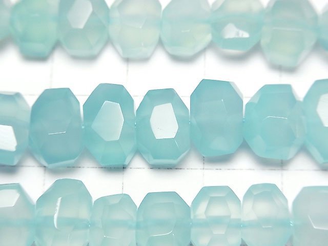 Sea Blue Chalcedony AAA Faceted Nugget 1/4 or 1strand beads (aprx.15inch / 38cm)