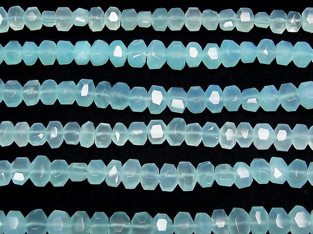 Sea Blue Chalcedony AAA Faceted Nugget 1/4 or 1strand beads (aprx.15inch / 38cm)